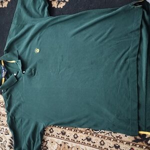 Men's Nautica Dark Green Polo Shirt with Yellow Accents;XXL